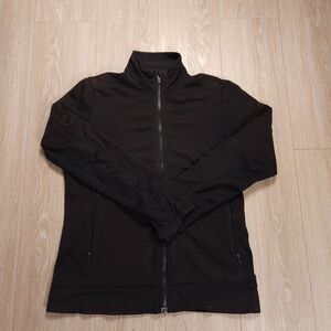 Icebreaker Merino Wool Blend Full Zip Sweatshirt Women Small Black Mock Neck